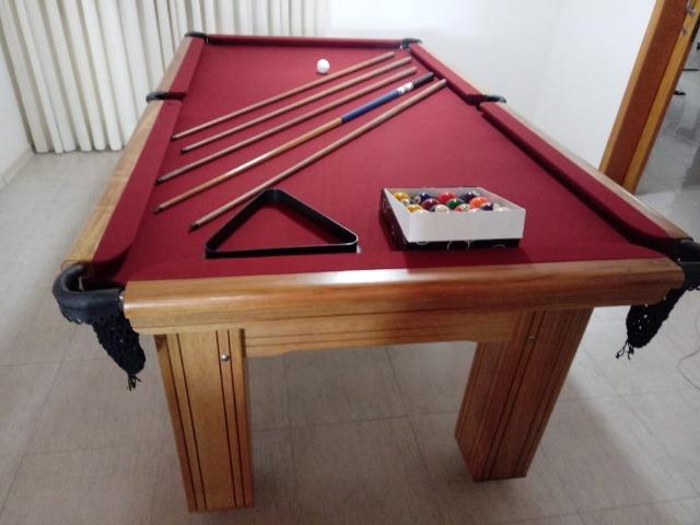 Mesa Madeira de Sinuca e Bilhar | Mesa Imbuia | Tecido Bordô | Modelo: TOIS5687 - Foto 2
