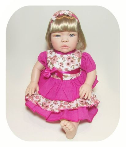 Boneca Bebe Tipo Reborn Loira Kiss - Chora