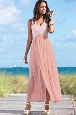 Vestido de festa rosa claro, usado um vez!