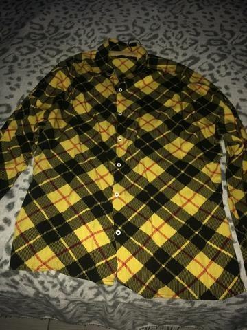camisa xadrez amarela feminina