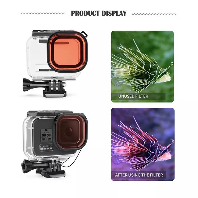Gopro assessórios case estanque hero 8+filtro