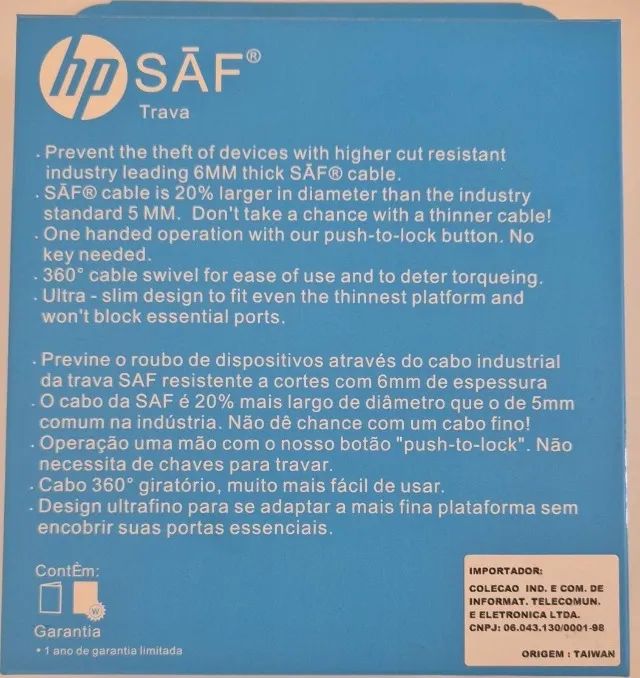 Trava de Segurança para Notebook HP Y0Q97LA - Foto 4
