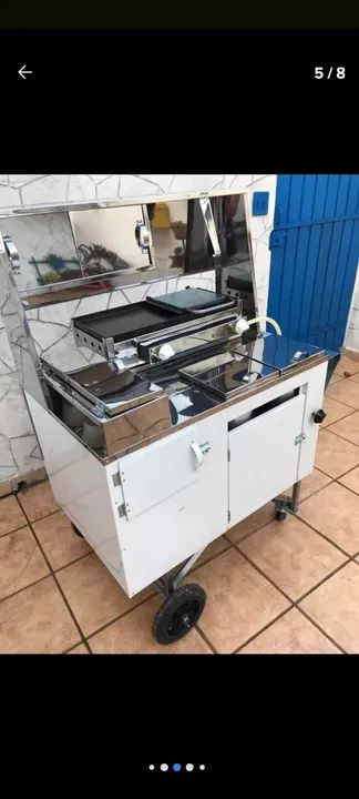 CARRINHO HOT DOG INOX COM CHAPA NOVÍSSIMO - Foto 4