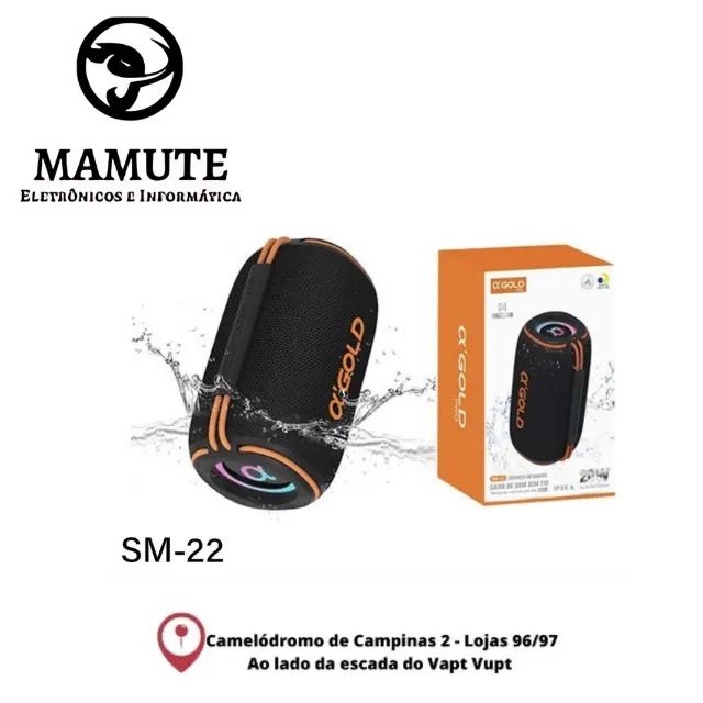 Caixa De Som Bluetooth SM-22 A Gold 20W