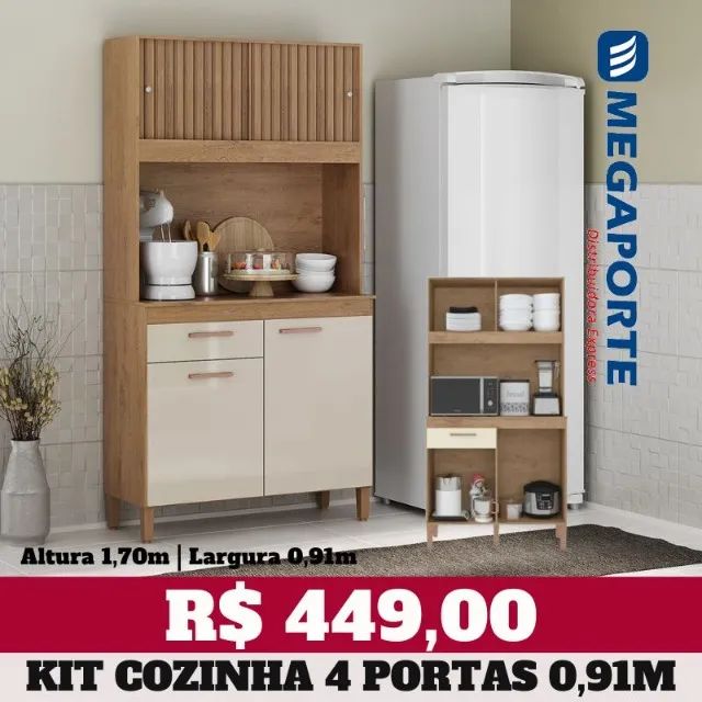 Armário de Cozinha Kit 4 Portas (Novo) Entrega Grátis!  - Foto 3