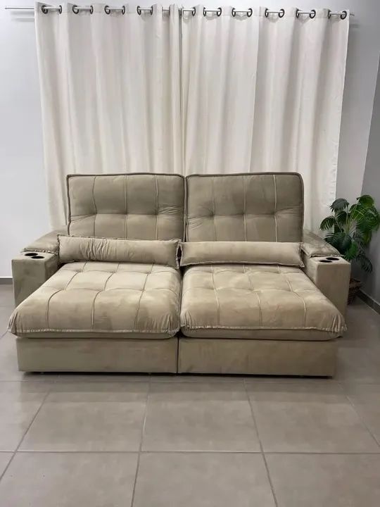 Sofá Retrátil e Reclinável Veneza 250cm Molas Ensacadas p654 - Foto 3