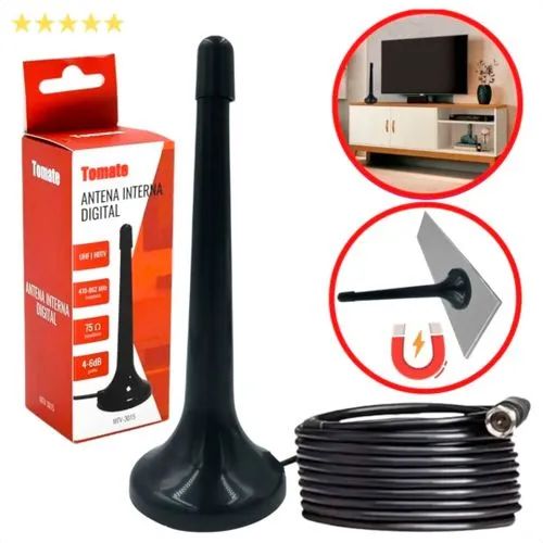 Antena TV Digital Interna e externa Full Hd Com Cabo de 3m