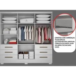  Guarda Roupa Encant Com Espelho Casal 6 Portas 6 Gavetas Novo Horizonte - Foto 4