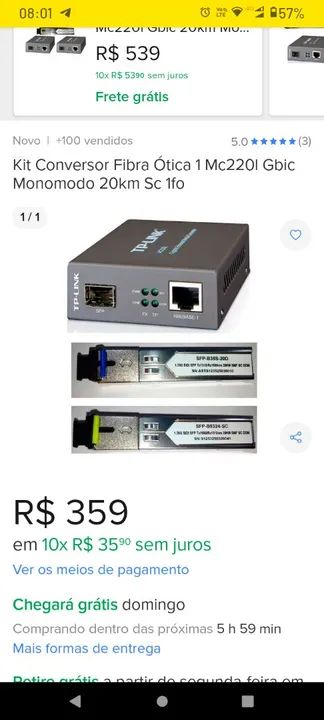 Conversor de fibra óptica  TPLINK - Foto 2