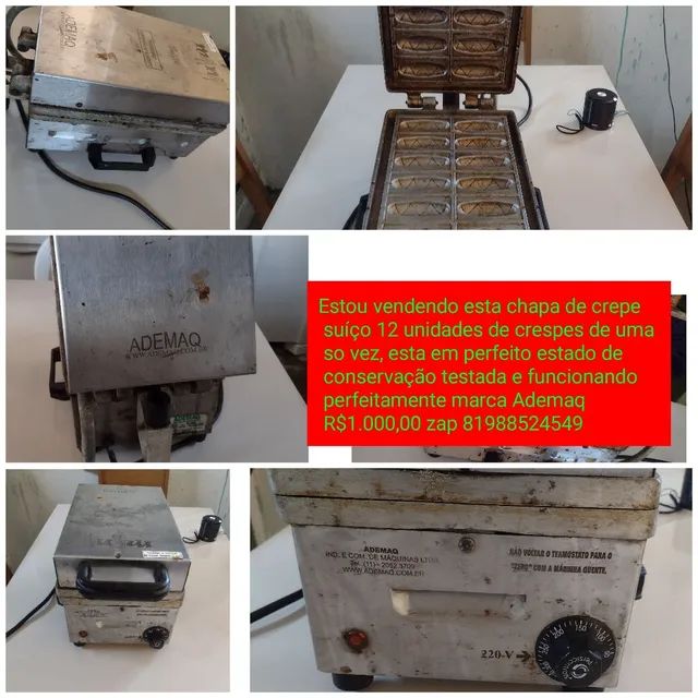 Máquina de crepe suíço elétrica 12 cavidade ademaq