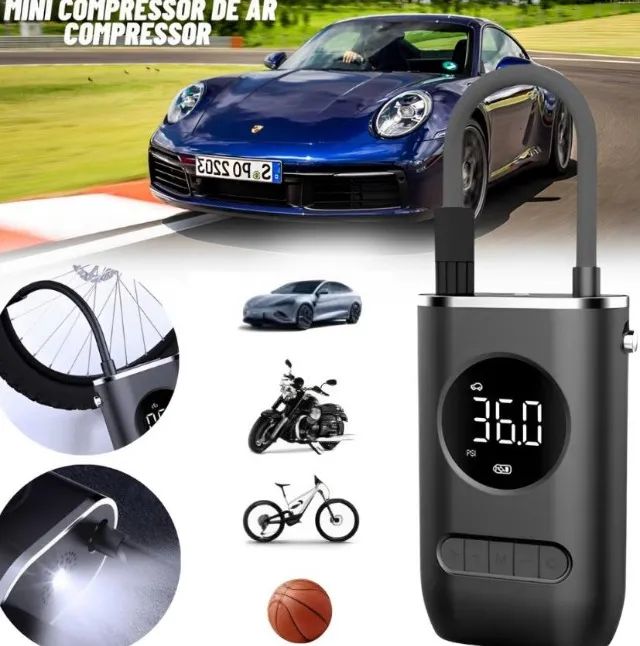  Compressor de Ar Portátil com Função Powerbank - Compacto e Versátil - Foto 3