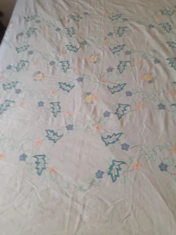colcha casal bordada a mão antiga - Foto 5