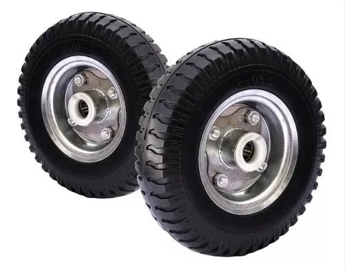 RODA METÁLICA COM PNEU MACICO 250 X 4 