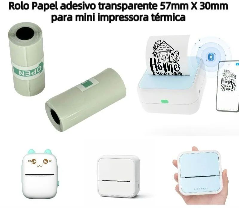 Bobina para impressora Térmica Portátil, rolo adesivo  - Foto 3