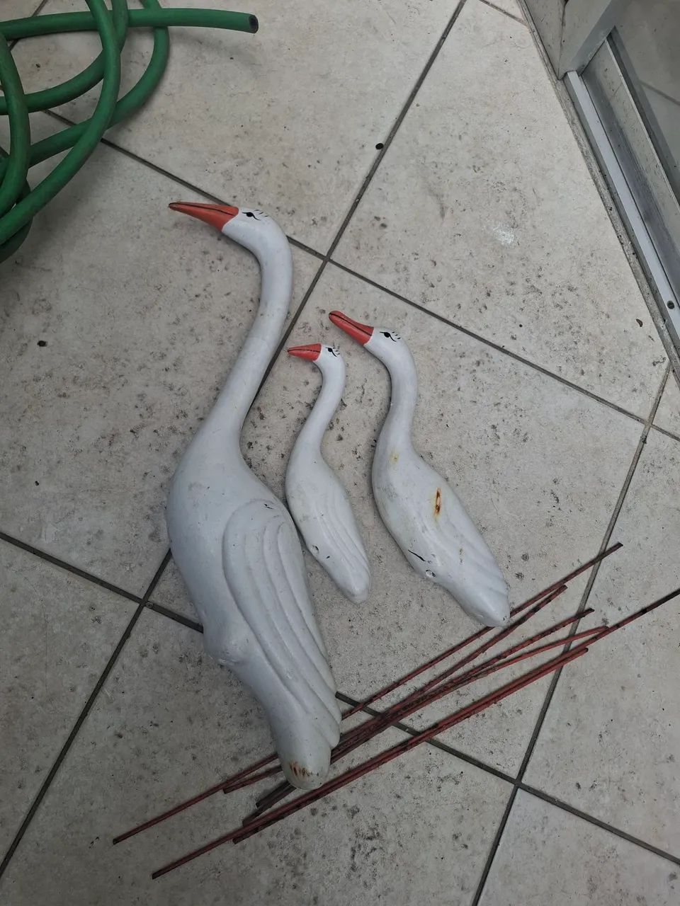 Conjunto 3 garças de jardim