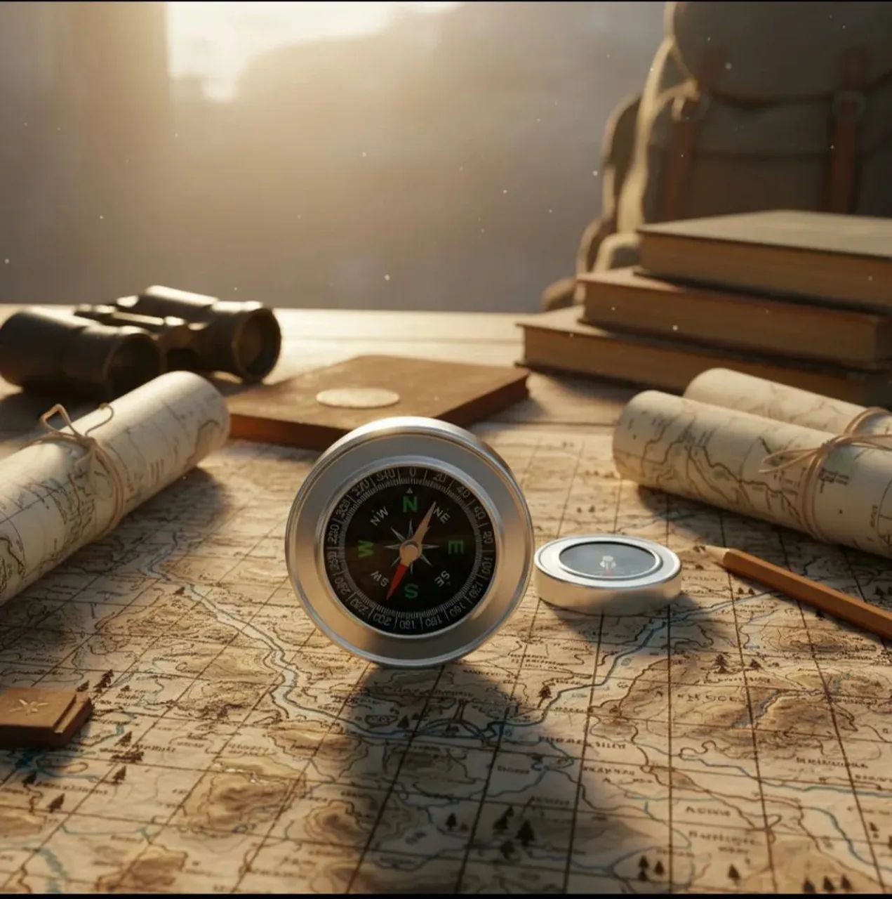 Bussola De Bolso Metal Camping Orientação Magnetica 6cm - Foto 3