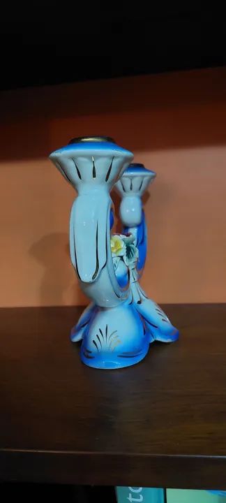 Antiguidade Candelabro porcelana  - Foto 3