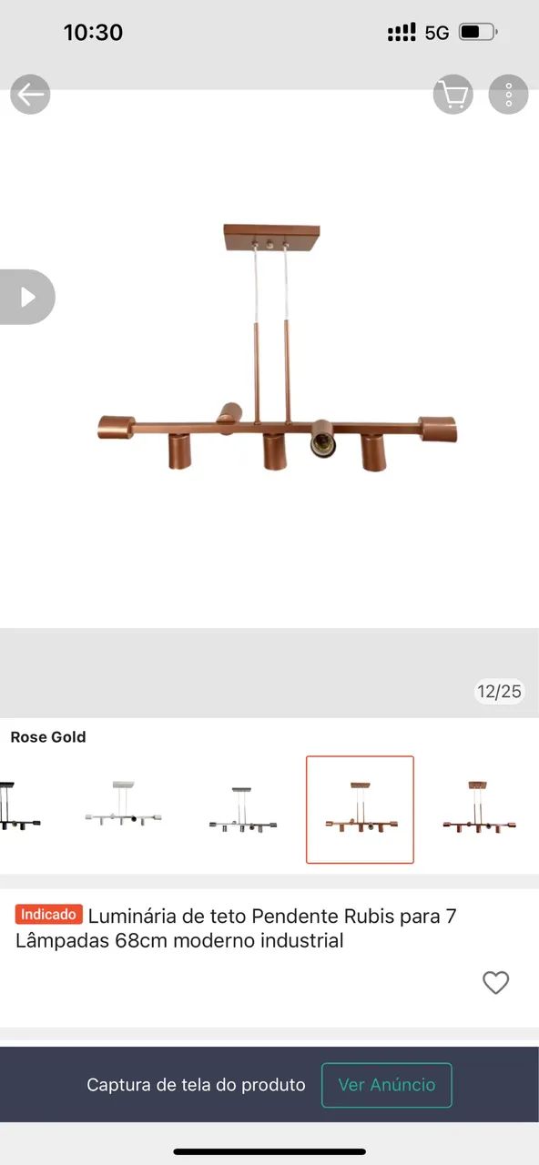 Luminária pendente 7 lâmpadas  - Foto 2
