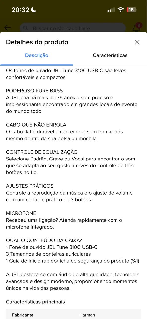 Fone JBL TUNE 310c USB-C - Foto 2