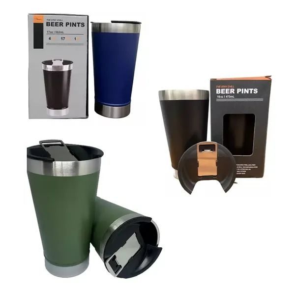 Copo térmico com tampa e abridor de lata