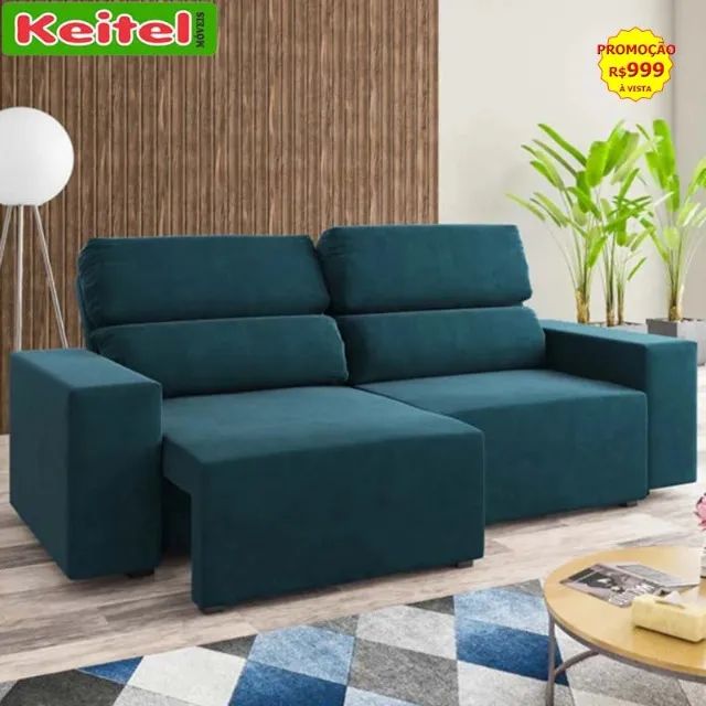 Sofá Retrátil e Reclinável Click Cor Azul