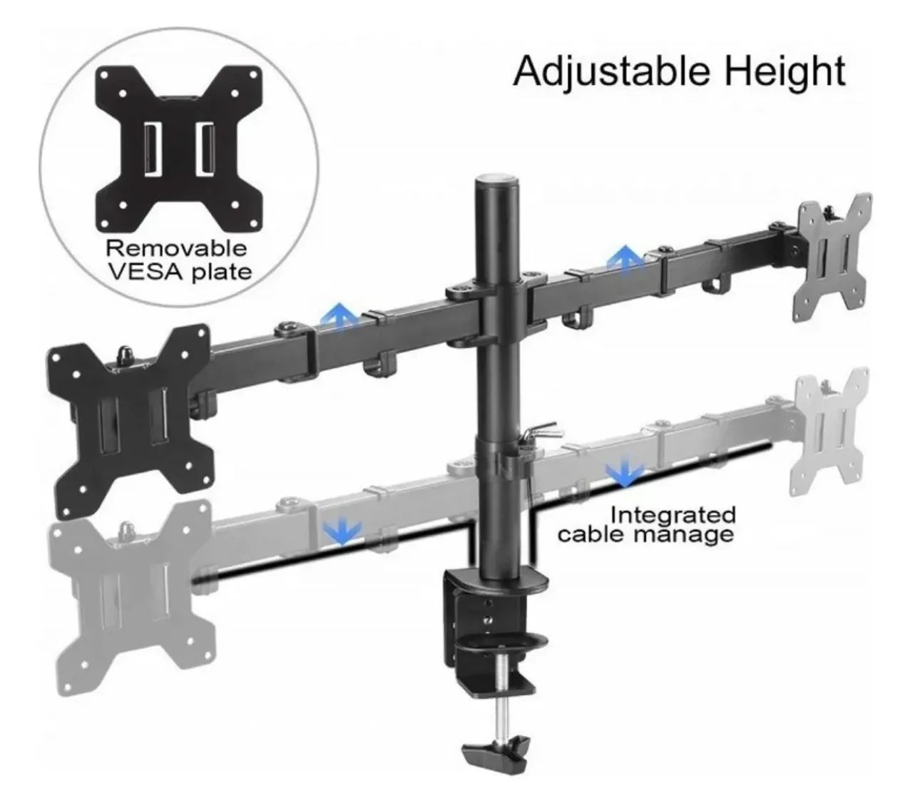 Suporte para Monitor Duplo Articulado com Gestão de Cabos
