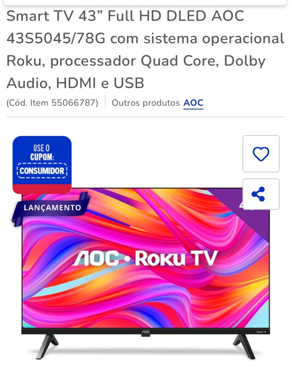 Tv aoc roku led 43  - Foto 4