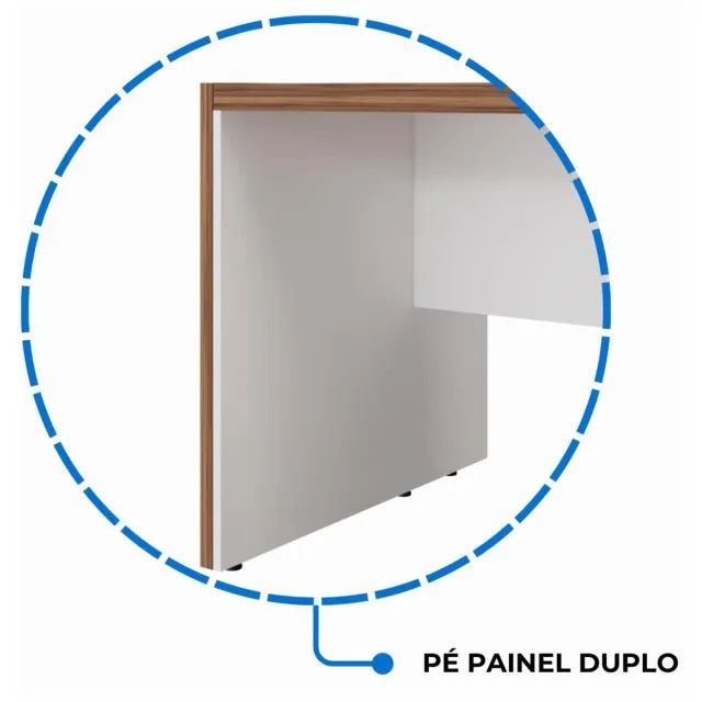 Mesa Presidente Com Armário Pedestal Nogal Branco Design Executivo Premium 34602 - Foto 3