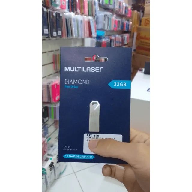 Pen Drive 32GB USB 2.0 Diamond Metálico PD851 - Multilaser  cod: 1880 - Foto 3