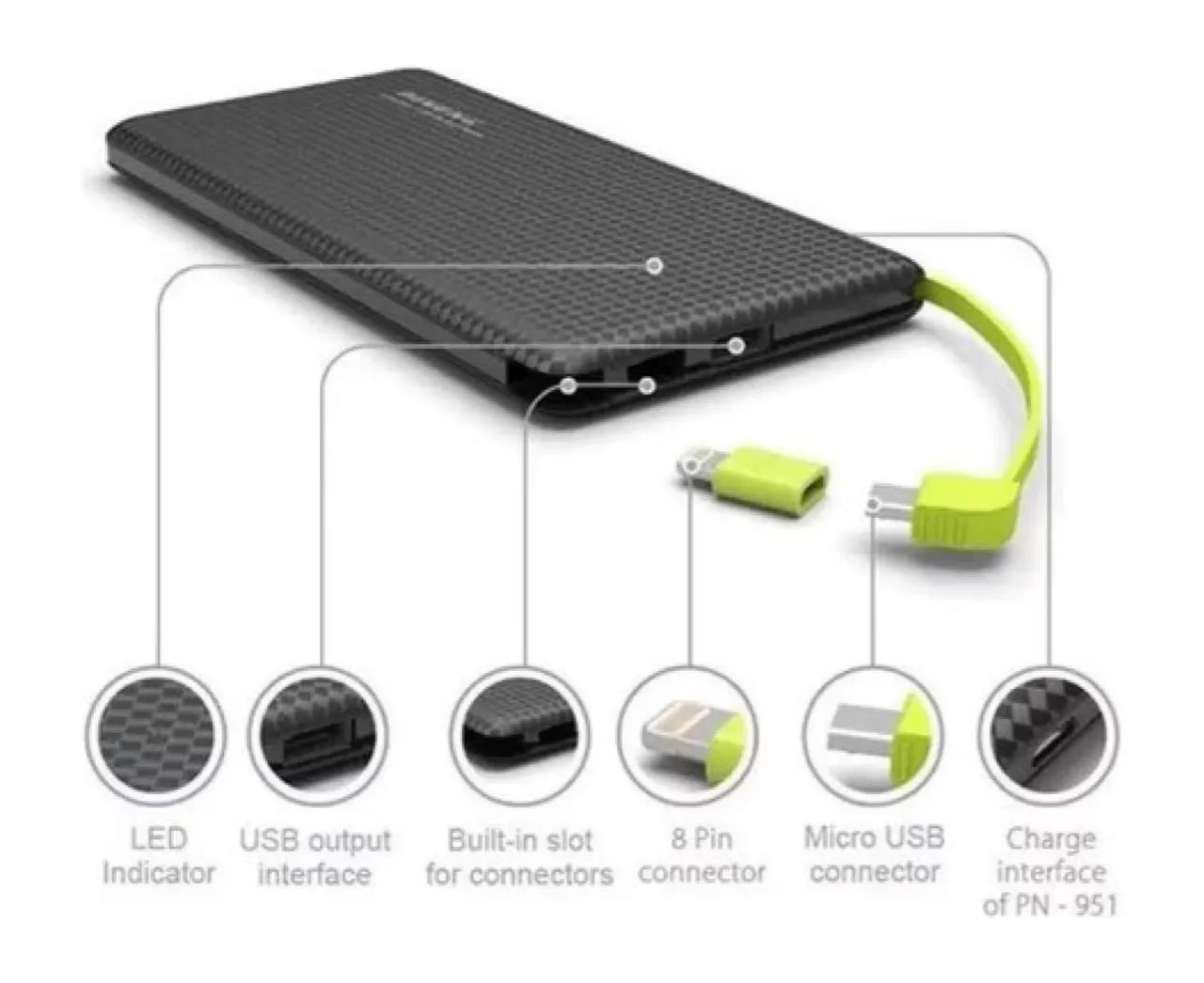 Carregador Portátil Pineng 10.000mah: Adaptador Power Bank