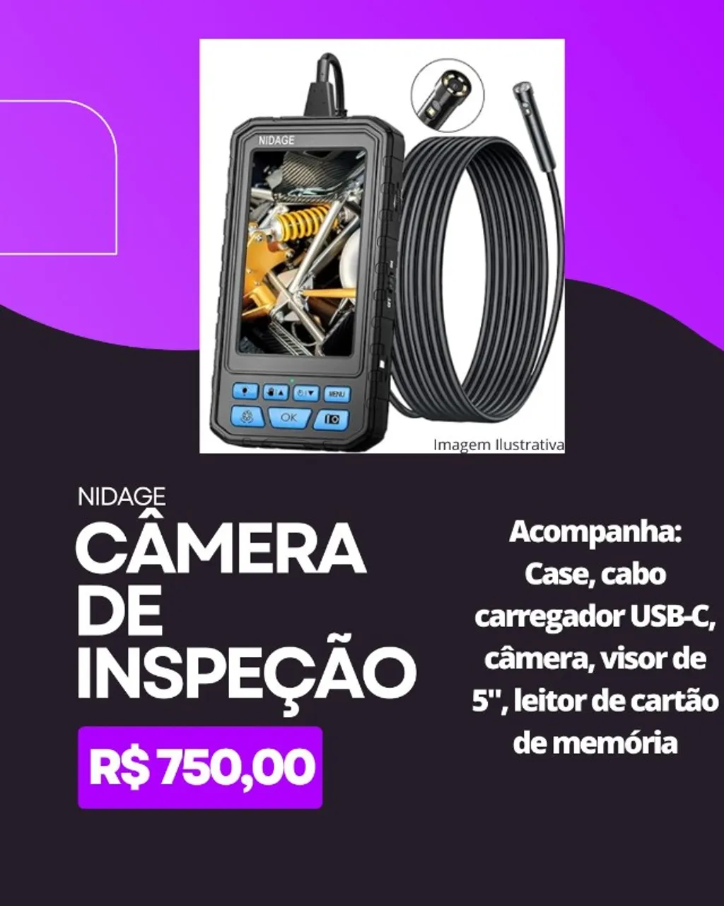 Câmera de Inspeção Endoscópica