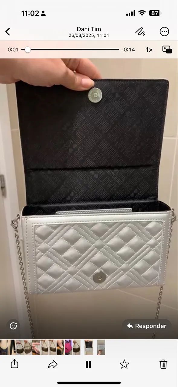 Bolsa MOSCHINO PRATA em matelassê ORIGINAL - Foto 2