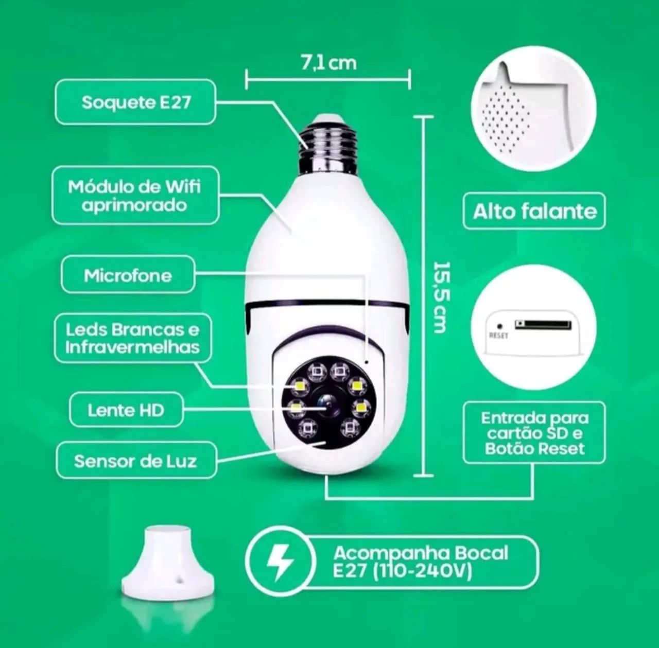 Câmera de Segurança Wi-Fi 360° - Monitoramento Remoto - Foto 3