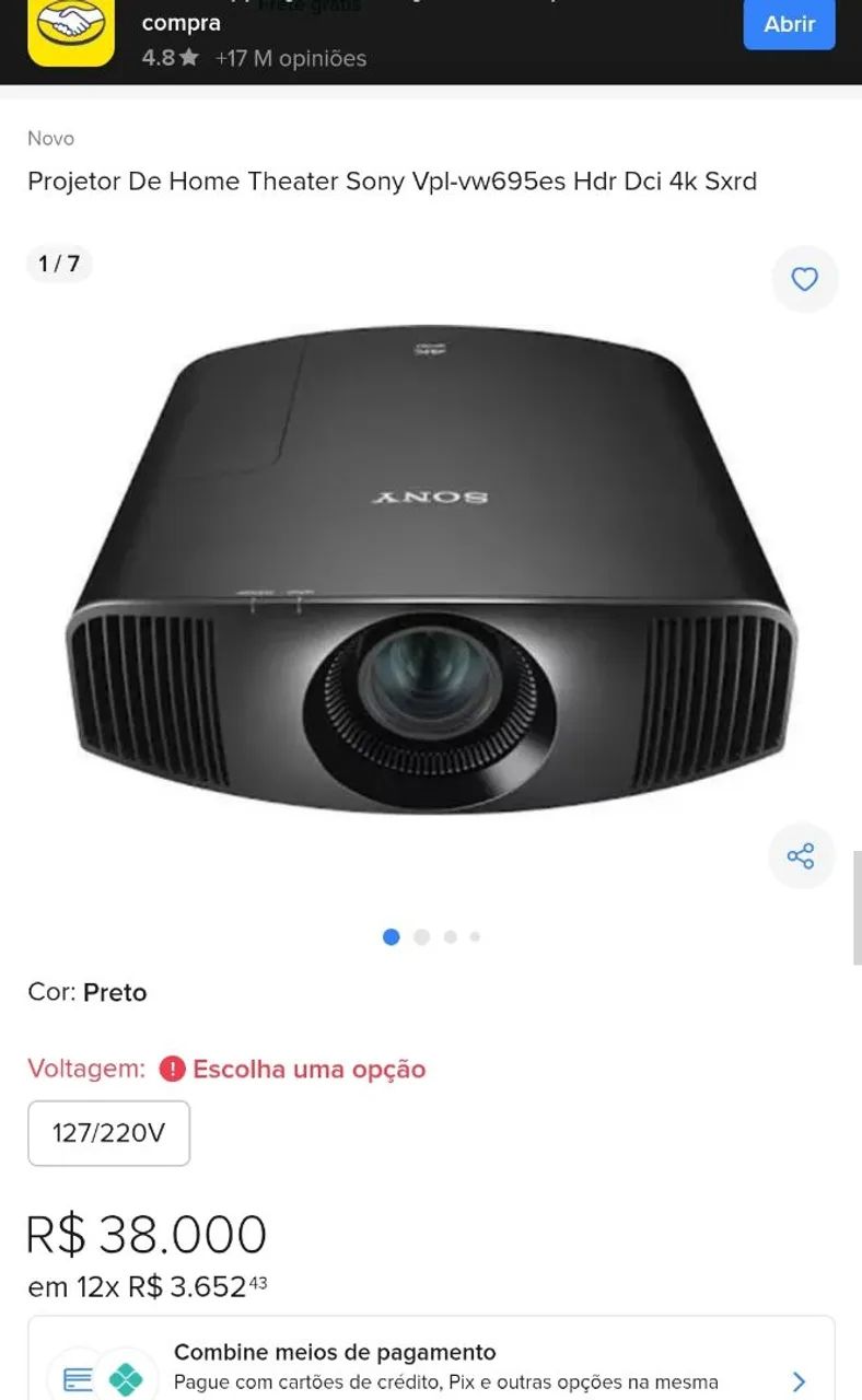 Projetor SONY SXRD Full HD 1080p - Foto 3