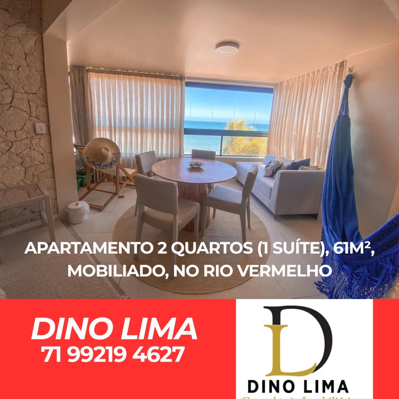 APARTAMENTO 2 QUARTOS (1 SUÍTE), 61M², MOBILIADO, NO RIO VERMELHO SALVADOR BAHIA