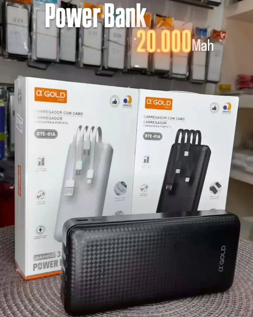 Power Bank 20.000 mAh e 10.000 mah - Carregador Portátil Alpha Gold