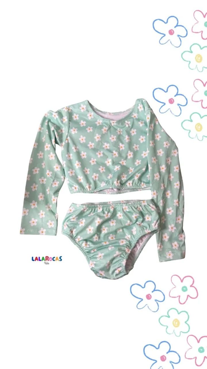 Biquine manga longa flor menina infantil - Foto 2