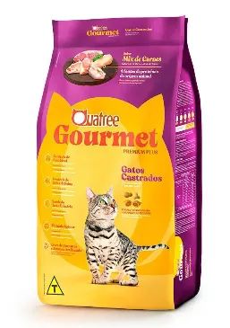 Ração Quatree Gourmet para Gatos Adultos Castrados Sabor Mix de Carnes 10kg