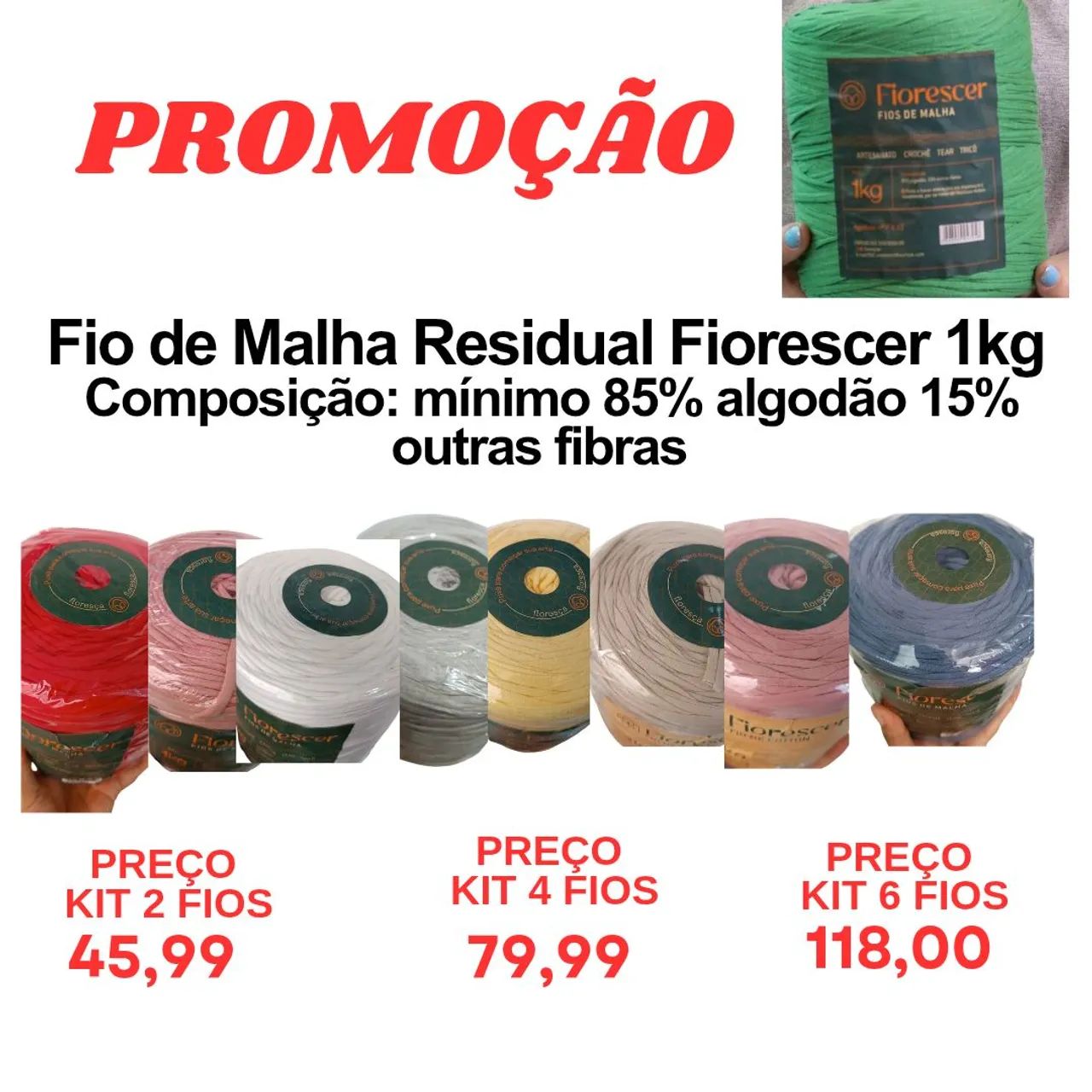 Fio de Malha residual para Artesanato crochê- 1kg - Diversas Cores - Foto 2