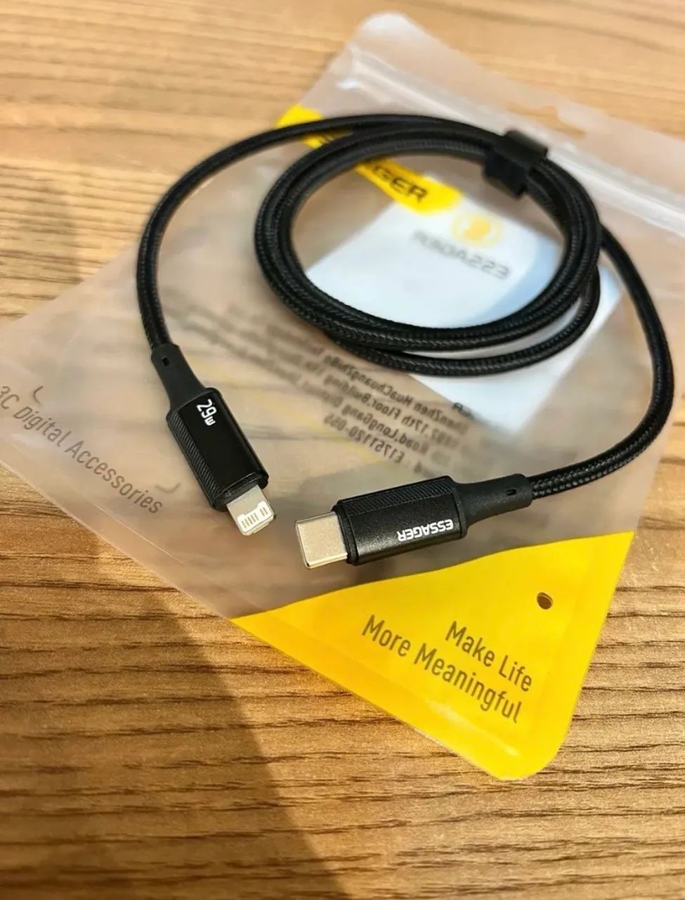 Cabo Lightning 1m Essager USB-C PD 29W Carregamento Rápido iPhone