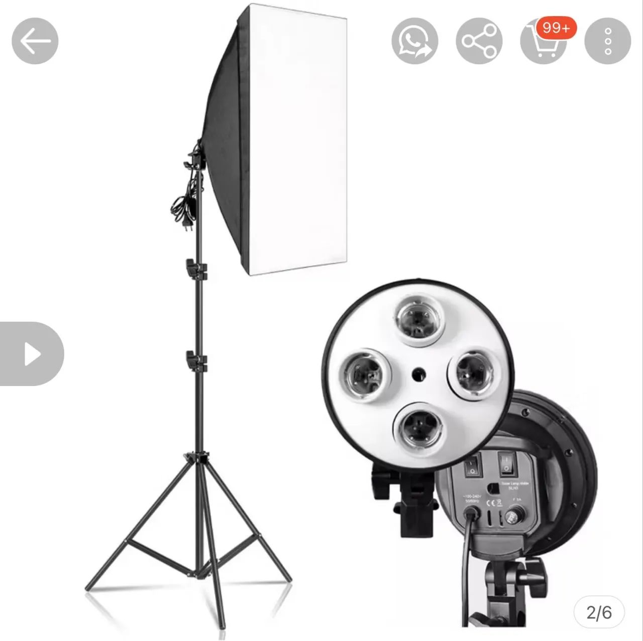 Kit Soft box soquete e27 quádruplo 50x70 +tripe 2M - Foto 2