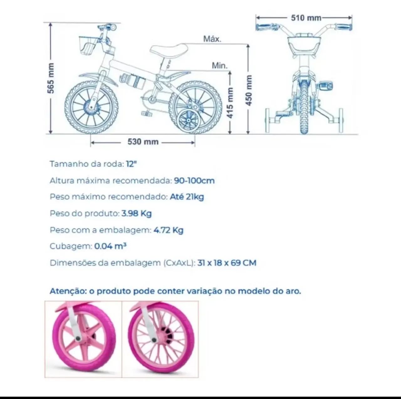 Bicicleta infantil aro 12 - Foto 2