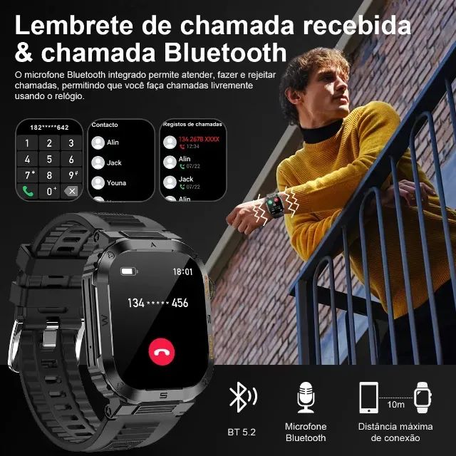 Smartwatch Sport Preto e Resistência IP68 - Foto 3