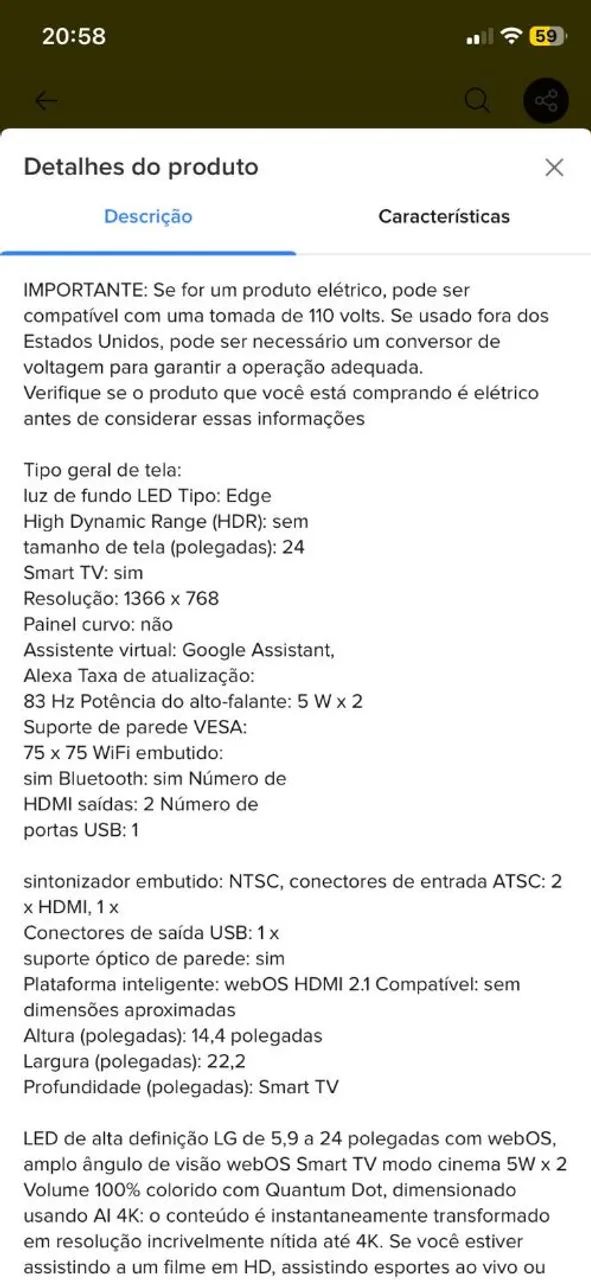 SmartTV/Monitor LG 24' - Foto 4