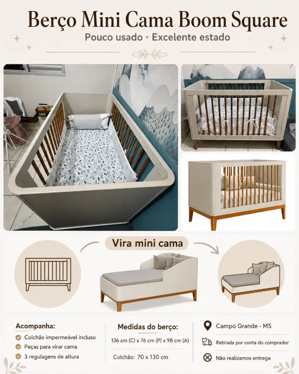 Berço Mini Cama Boom Square