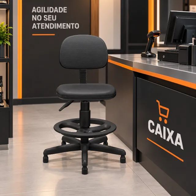 Cadeira para caixa com sapata e sem braço 