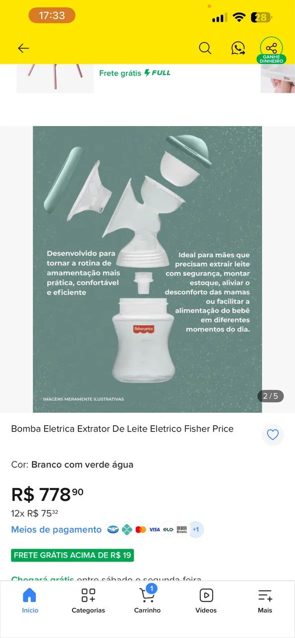 Extrator de leite elétrico  - Foto 2