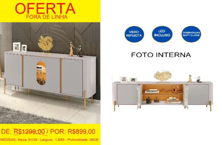 Aparador com Led incluso - Design magnifico!