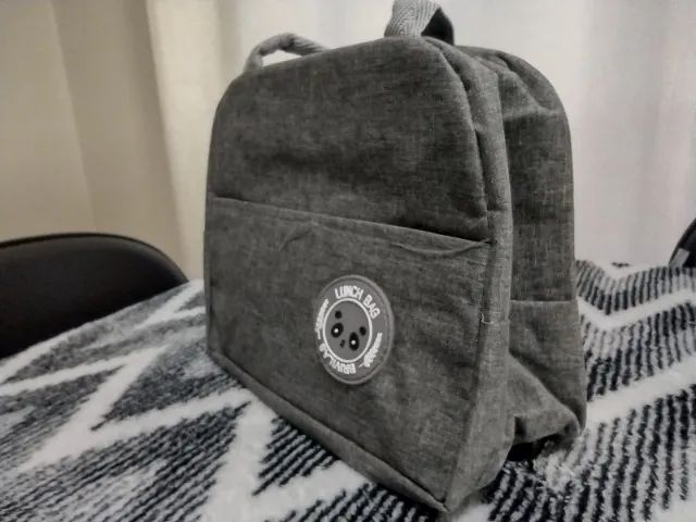 bolsa térmica cinza - lancheira com alça resistente