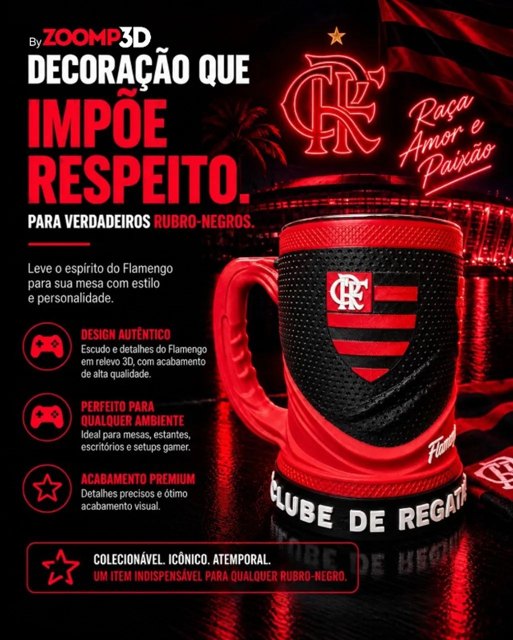 Caneca dos Times 500ml Térmica - Impressão 3D - Foto 4